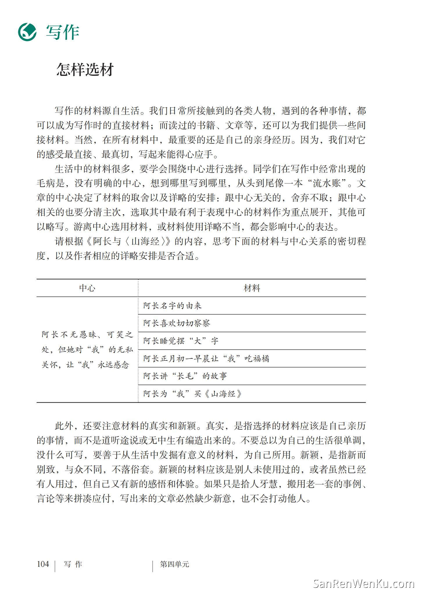 写作:怎样选材 - 人教版语文7下_85